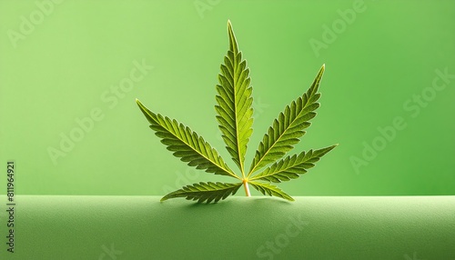 Generated image of hemp leaf on green background 