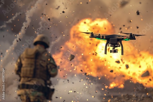 Quadrocopter, Kamikaze Drone explodes in war alongside soldiers. A new kind of weapon