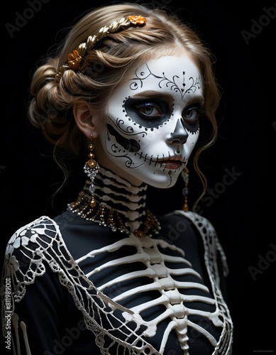 Dziewczyna umalowana w szkielet