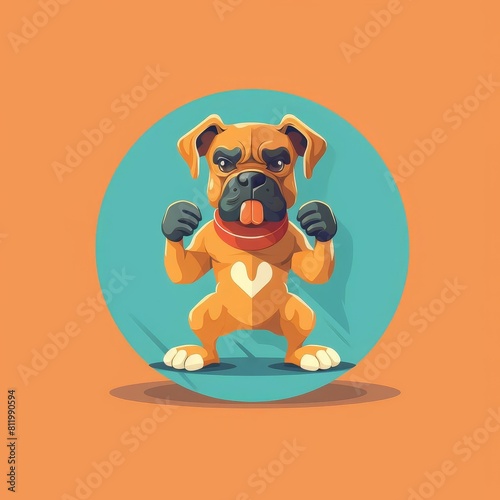 cute 3D boxer fighting flat design front view ring theme animation Complementary Color Scheme.