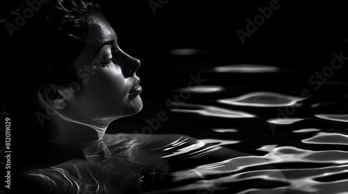 Serene Woman in Water at Night