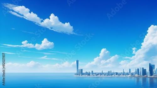壮大な青空と都市の風景