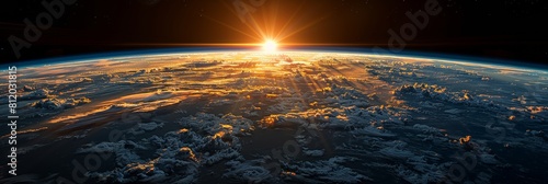 Sunset Earth orbit banner: Enchanting twilight from above