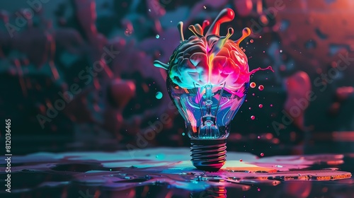 colorful creative Idea Light Bulb Brain