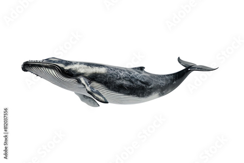 whale swim on white transparent background