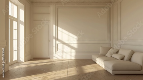 White sofa in classic living room.