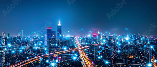 Network smart modern city, wireless connection to communication in world, social media technology ,Wifi icon on screen desktop and wireless communication network