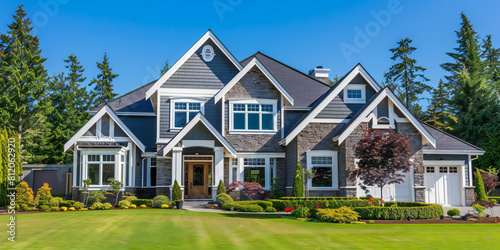 house on the hill, A image of a multi-generational family home with separate living spaces or guest quarters, accommodating extended family living