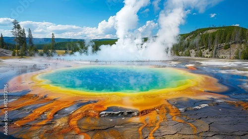 Marvel at the natural beauty of Yellowstone National Park in the USA, with its geysers, hot springs, and diverse wildlife.