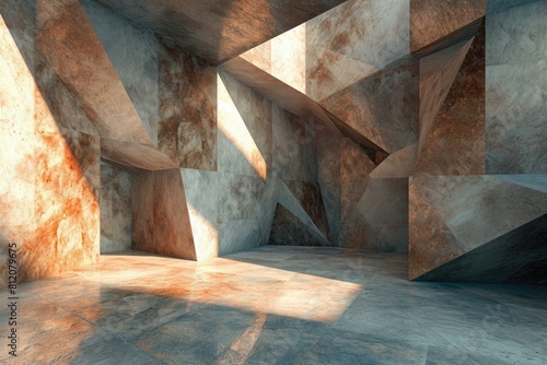 Striking Abstract geometric room product. Display geometry. Generate Ai