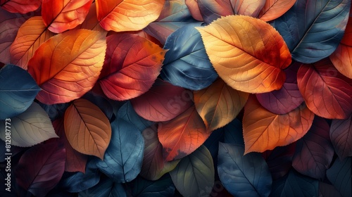 Autumn leaves displaying a vibrant spectrum of colors