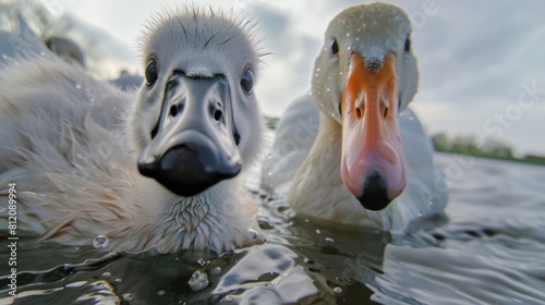 Cygnet Gets Photobombed! Head of Swan Photobombs Gorgeous Nature Scene