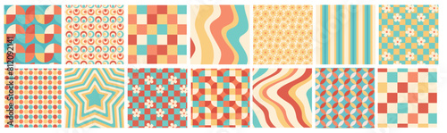 RETRO PATTERNS MULTIPLE RED TEAL ORANGE YELLOW