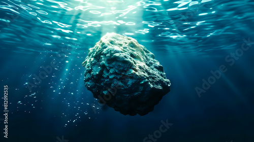 Enorme rocher flottant dans l'eau 