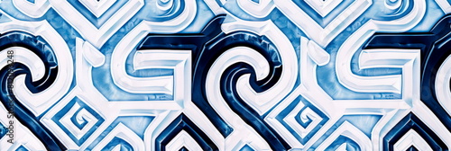 Elegant Greek key meander pattern, summer background, white and Mediterranean blue,