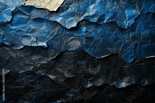 Digital artwork of black, dark and blue textured wall, high quality, high resolution