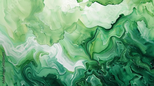 abstract green watercolor background with organic shapes and textures dynamic backdrop design