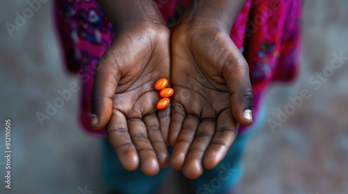 A young girl s hands clutching a drug pill symbolizing the stark reality of illegal substances It embodies the critical message about the perils of drug addiction and abuse on the Internati