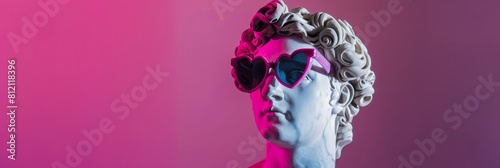 Surreal Pink David Statue with Modern Sunglasses