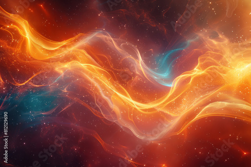 Abstract representation of gravitational redshift, with light waves stretching near a neutron star,