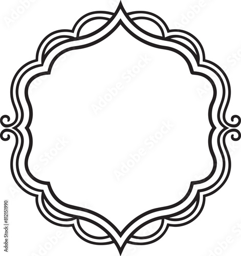 Oval border frame deco vector label. Simple line signboard