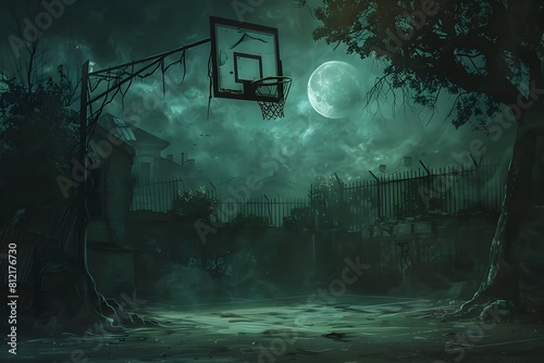 Midnight Game Ghostly Presence Haunts the Abandoned Basketball Court