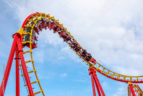 A roller coaster in action 