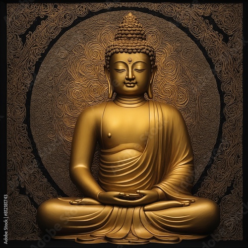 Goldener Buddha. Generative AI Technologie