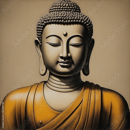 Goldener Buddha. Generative AI Technologie
