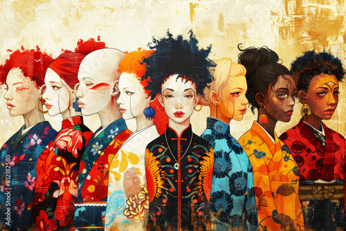An artistic illustration showcasing the beauty of diversity, featuring individuals with albinism from different cultural backgrounds coming together to celebrate uniqueness.