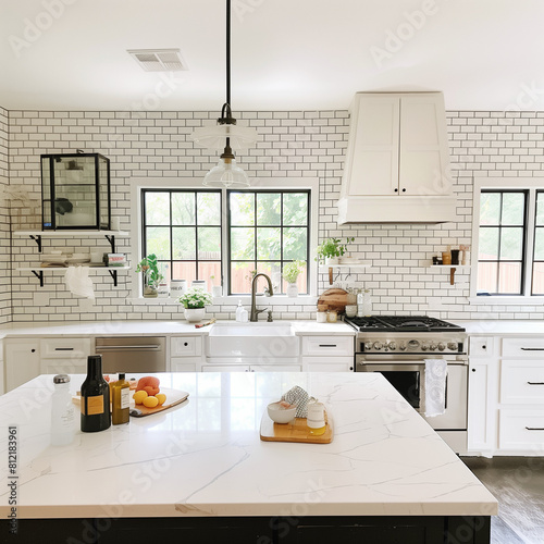 Modern kitchen interior with clean white design