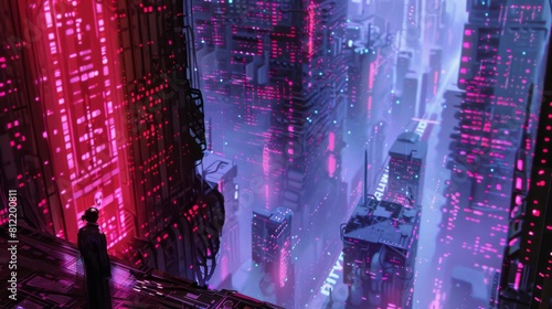 Futuristic digital metropolis for a tech event or cyber celebration