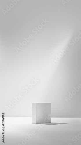 White pedestal in a room with a light coming through