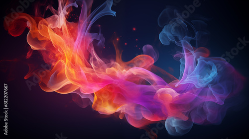 A burst of colorful smoke rising from a burning candle, its wispy tendrils reaching upwards like a silent prayer.