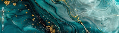 Abstract background featuring a stunning blend of teal and gold, evoking the opulence of marble. Ideal for design projects needing a touch of elegance and luxury
