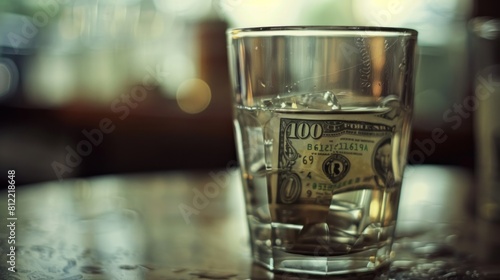 Savings money in the glass with retro vintage style on blur background. Generated AI image