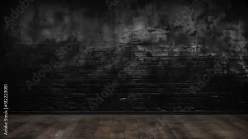 A mysterious and eerie fog-covered brick wall in a dark, ominous atmosphere