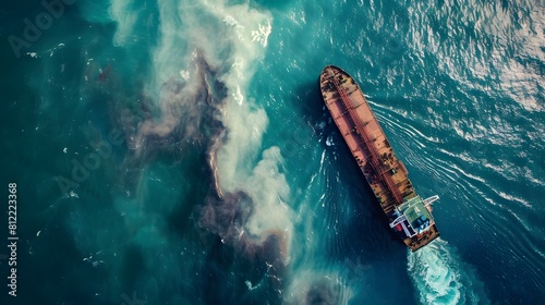 Explore the environmental impact of a massive ship leakage, polluting miles of ocean
