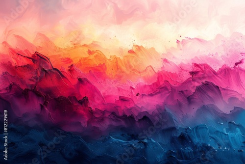A visually impactful image showcasing a sweeping wave of sunrise colors with a prominently textured canvas background