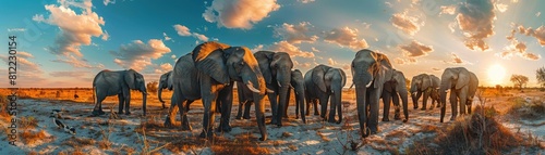A group of elephants in the wildlife reserve