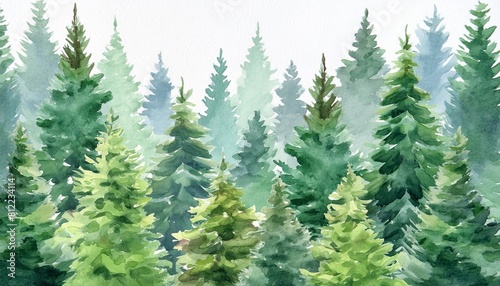 pines and conifer forest watercolor