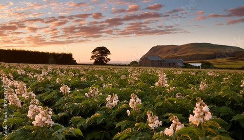 uk scotland potato field atsummer sunset