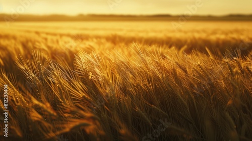 A vast expanse of golden wheat swaying in the breeze signaling a bountiful harvest The serene scene unfolds in slow motion evoking thoughts of agriculture global food scarcity challenges an
