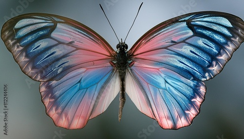 pink and blue vivid detailed beautiful butterfly transparent as a graphic resource