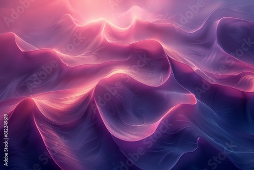 Soft, flowing fabric-like waves in delicate shades of pink and purple create a dreamlike quality