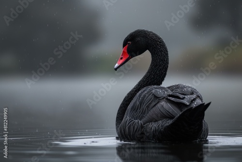 Elegant Black swan water. Natural tourism. Generate Ai