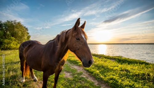 view of horses along the elton lake at sunset volgograd oblast russia