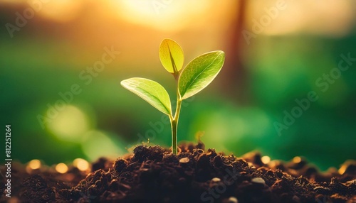 green seedling growing from seed on blurred nature background save the environment and global climate change green world and earth day concept carbon credit concept world soil day concept