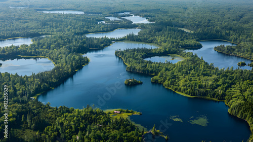 Aerial View of US Lakes: A Spectacular Display of Natural Beauty and Ecosystem Diversity