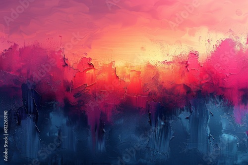 Captivating abstract painting with a warm, sunset-inspired color palette and rich textures